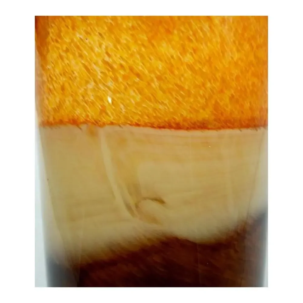 Vintage Orange Brown Art Glass Cylinder Vase: Mottled Hurricane Vase, 9.75" Tall - Picture 6 of 11